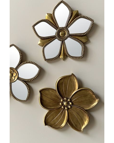 Miroir Mural Fleur Doré 20cm - Déco Bohème Chic