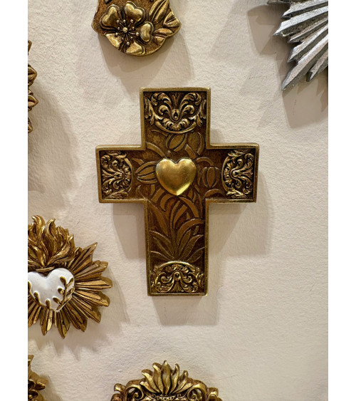 Objet de décoration murale spirituelle dorée style baroque pour salon ou entrée