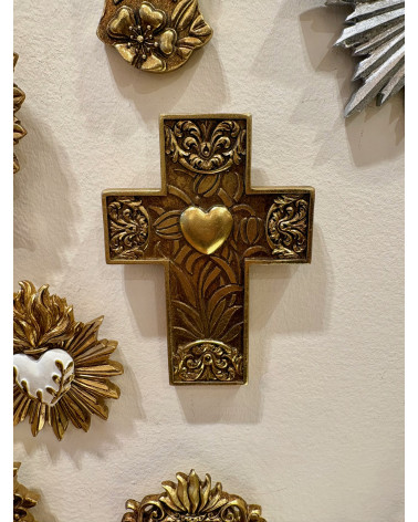 Objet de décoration murale spirituelle dorée style baroque pour salon ou entrée