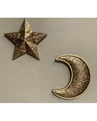 Décoration murale lune dorée bohème chic – Motifs floraux