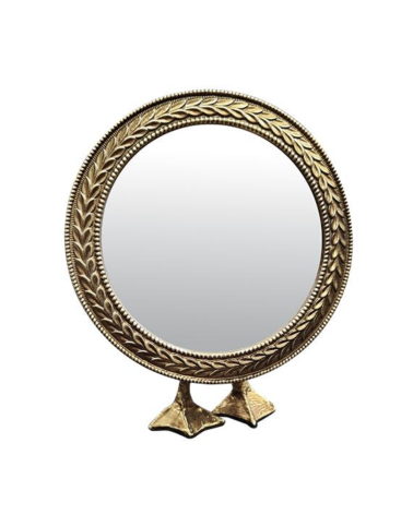 Petit miroir à poser doré canard – miroir rond vintage déco originale