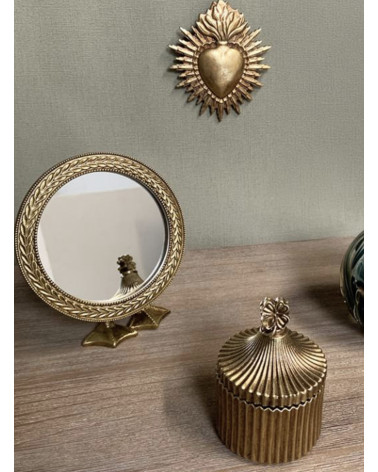 Petit miroir à poser doré canard – miroir rond vintage déco originale