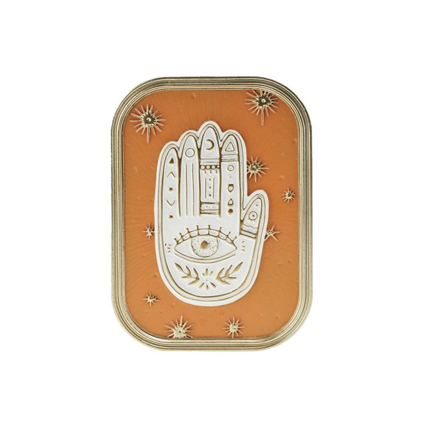 decoration murale main de fatma avec oeil protecteur orange et doré ex voto moderne