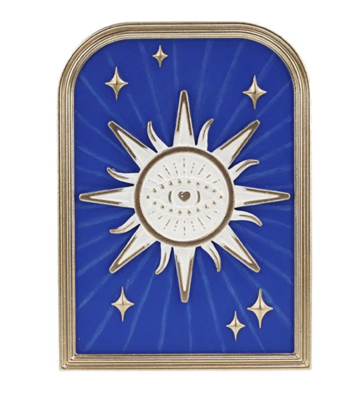 decoration murale soleil avec oeil sacré bleu et doré ex voto moderne