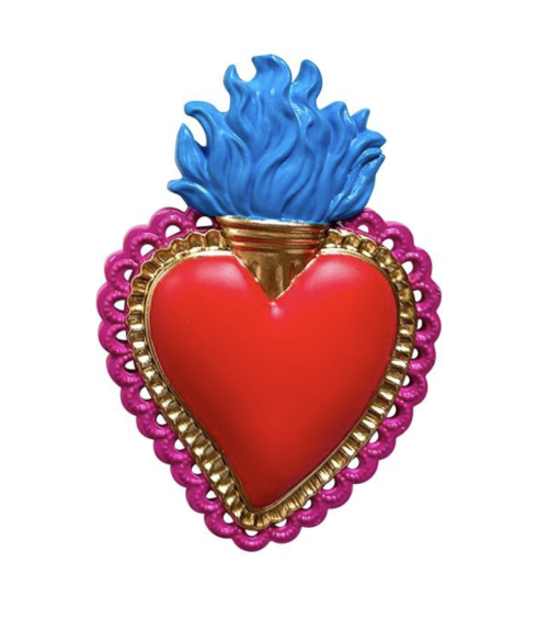 decoration murale coeur sacré coloré rouge rose bleu ex voto moderne