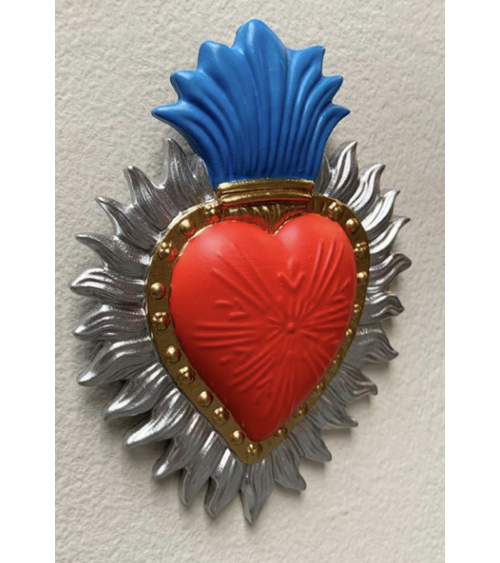 coeur sacre decoration murale detail relief rayons argent effet lumineux