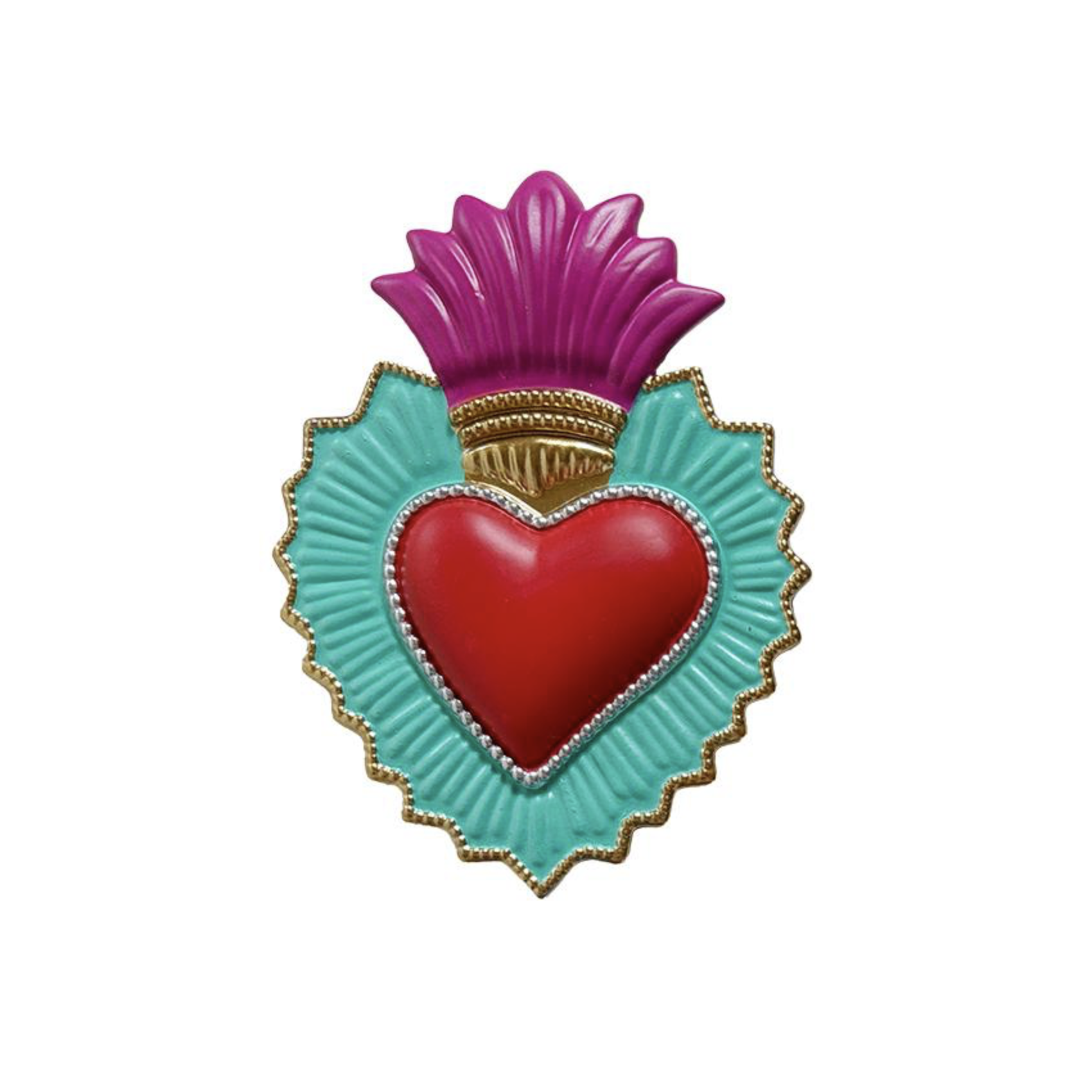 decoration murale coeur sacre coloré rouge vert rose ex voto moderne