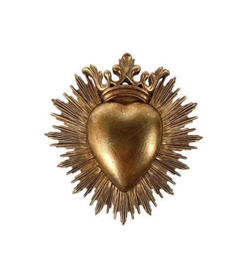 decoration murale coeur sacre dore ex voto rayonnant style baroque objet deco symbolique interieur