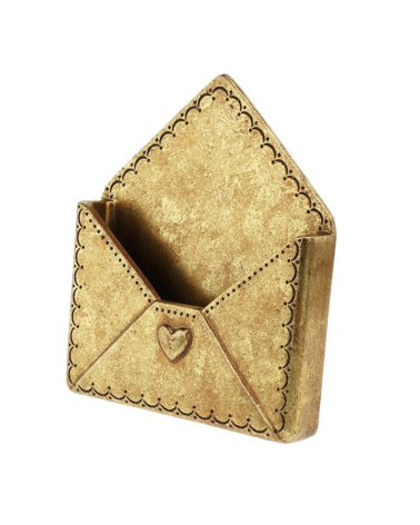 Décoration murale enveloppe dorée – Ex-voto mural romantique vintage