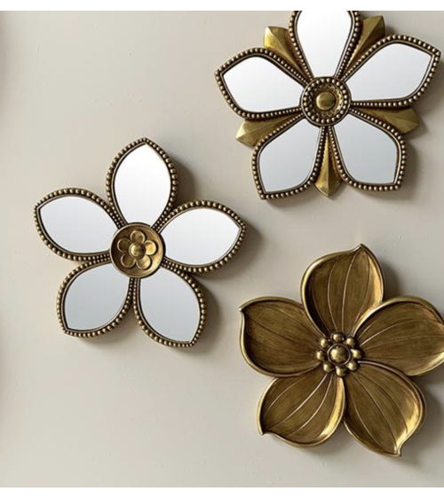 miroir mural fleur doré 20,5 cm décoration murale vintage bohème chic