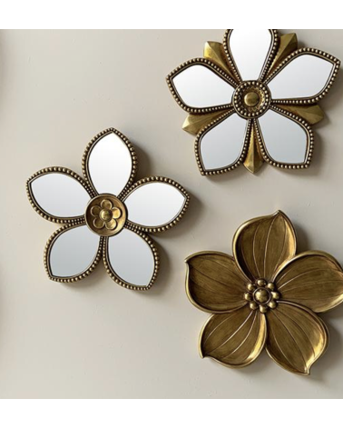 Miroir mural fleur doré 20,5 cm décoration murale chic et bohème