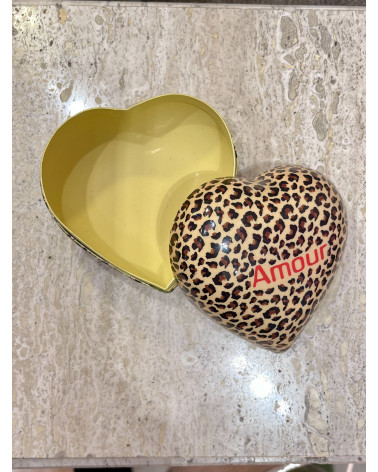 Boîte cœur métal léopard Amour 9 cm décoration chic rangement bijoux