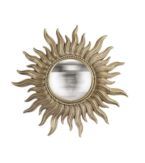miroir soleil doré convexe décoration murale vintage effet profondeur