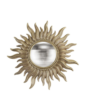 Miroir convexe soleil doré 15 cm | Miroir sorcière mural vintage chic