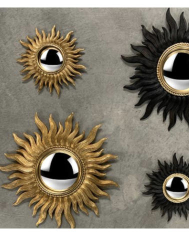 Miroir convexe soleil doré 15 cm | Miroir sorcière mural vintage chic