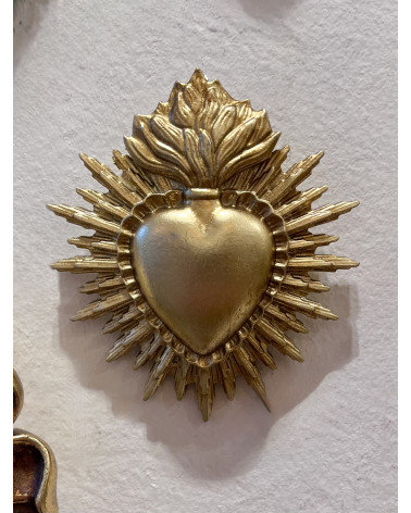 ex voto coeur doré mural 9 cm décoration sacrée bohème chic