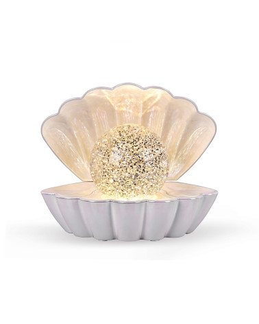Lampe décorative coquillage blanche lumineuse 17,5 cm – Lampe LED à piles ambiance
