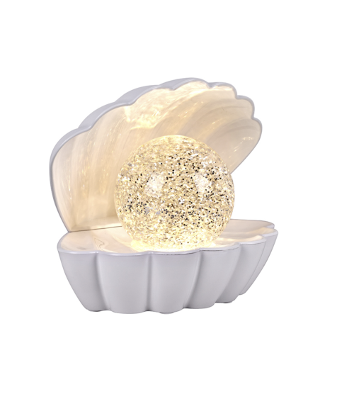 Lampe coquillage avec boule lumineuse pailletée LED décoration ambiance chaleureuse