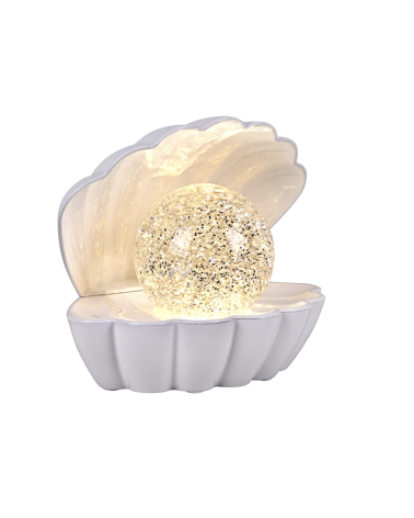 Lampe décorative coquillage blanche lumineuse 17,5 cm – Lampe LED à piles ambiance