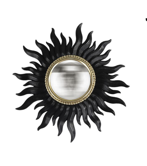 miroir soleil convexe noir et doré 26 cm décoration murale élégante