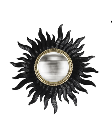 miroir soleil convexe noir et doré 26 cm décoration murale élégante