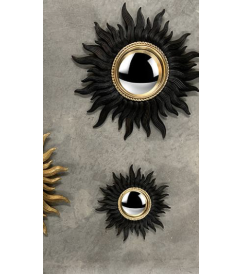 composition murale miroir soleil noir et doré décoration intérieure chic