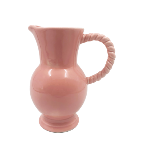 Pichet torsadé rose en faïence vase décoration style vintage chic