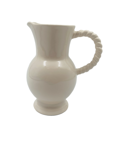 Pichet torsadé en faïence couleur sable vase décoratif style campagne chic