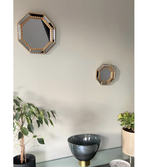 Miroir mural octogonal doré décoration intérieure bohème chic salon