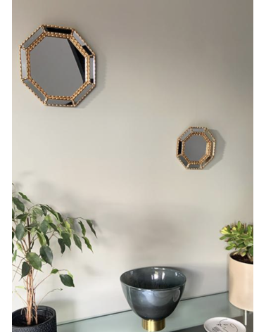 Miroir mural octogonal doré décoration intérieure bohème chic salon