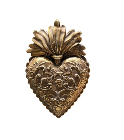 Ex-voto coeur doré baroque décoration murale style vintage chic