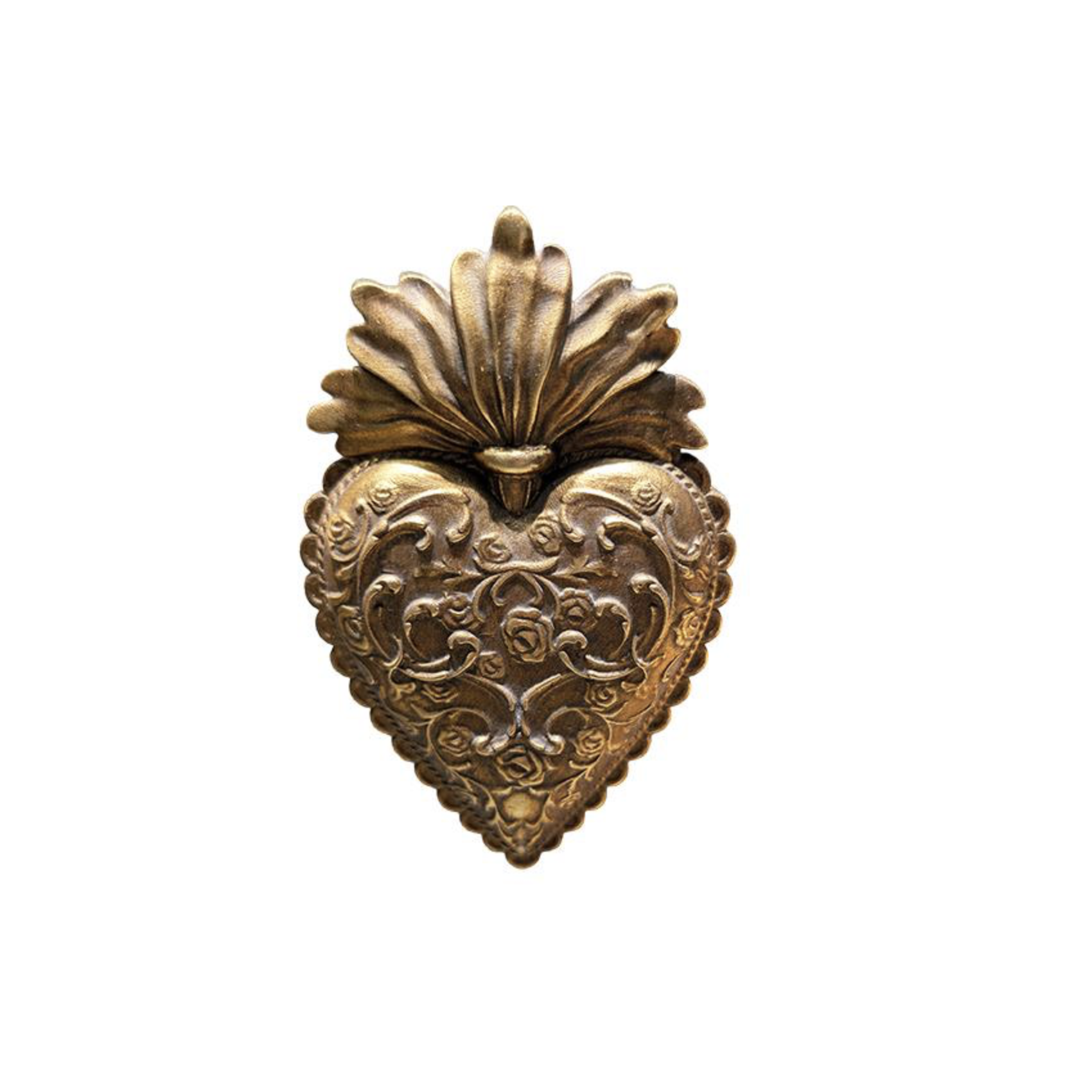 Ex-voto coeur doré baroque décoration murale style vintage chic