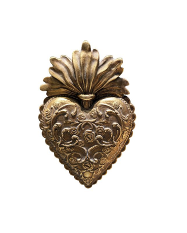 Ex-voto coeur doré baroque décoration murale style vintage chic