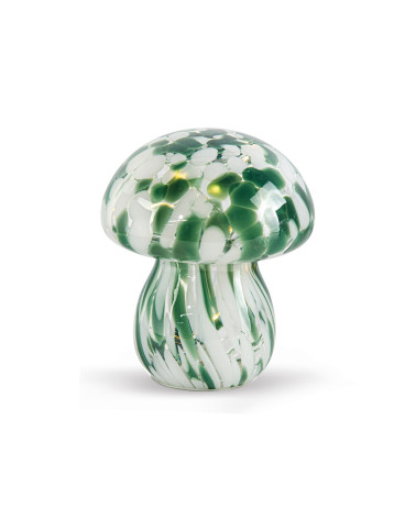 lampe champignon verre vert tacheté LED décoration intérieure style vintage