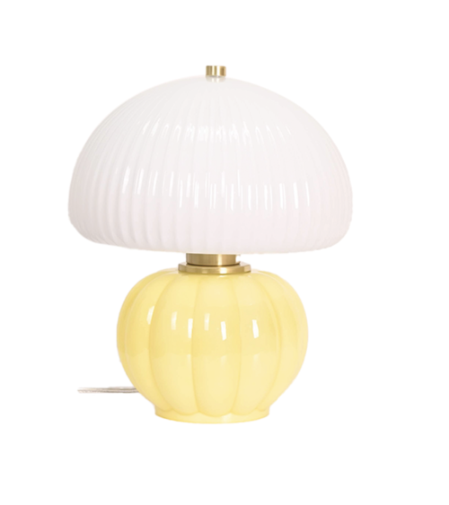 lampe de table verre jaune et blanc style vintage variante produit