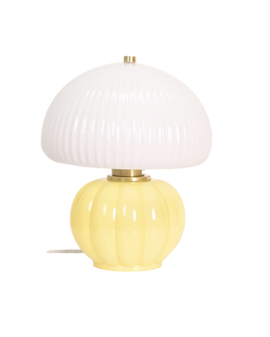 lampe de table verre jaune et blanc style vintage variante produit