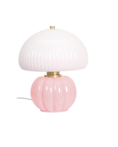 lampe de table en verre rose ou jaune et blanc style vintage décoration intérieure