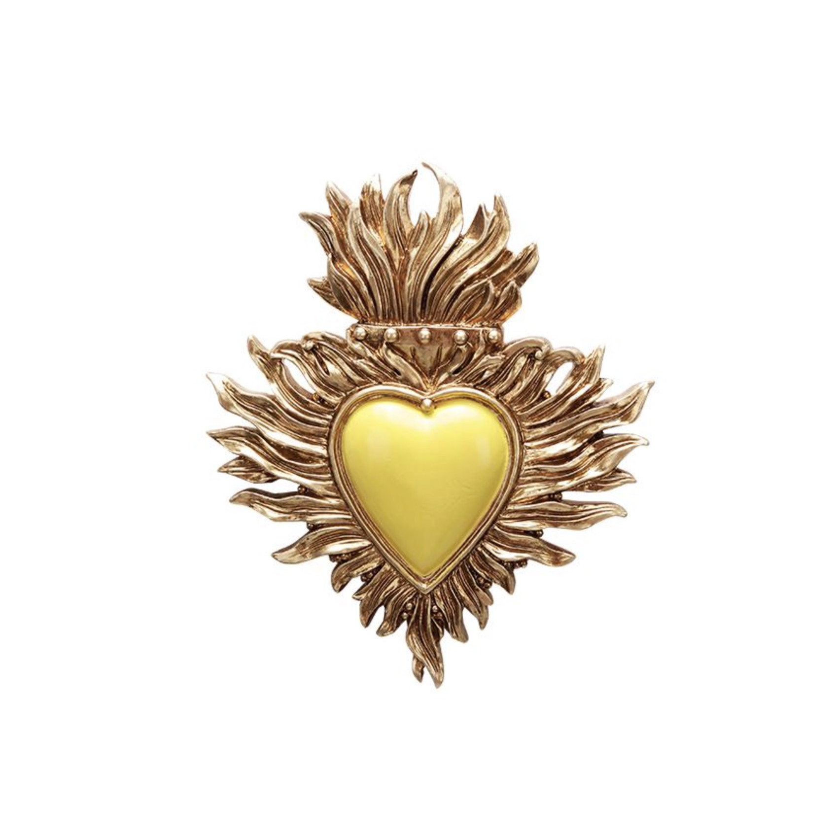 Ex-voto cœur jaune et doré décoration murale spirituelle vintage HOMEDÉCO by Béa