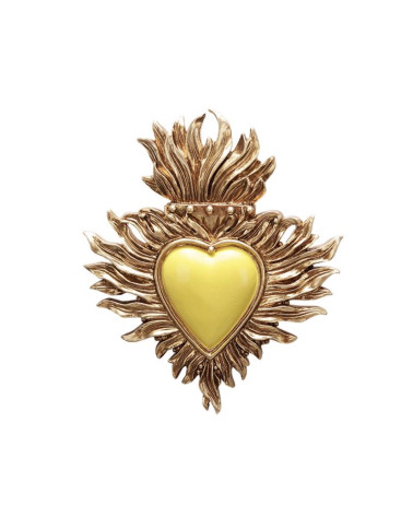 Ex-voto cœur jaune et doré décoration murale spirituelle vintage HOMEDÉCO by Béa