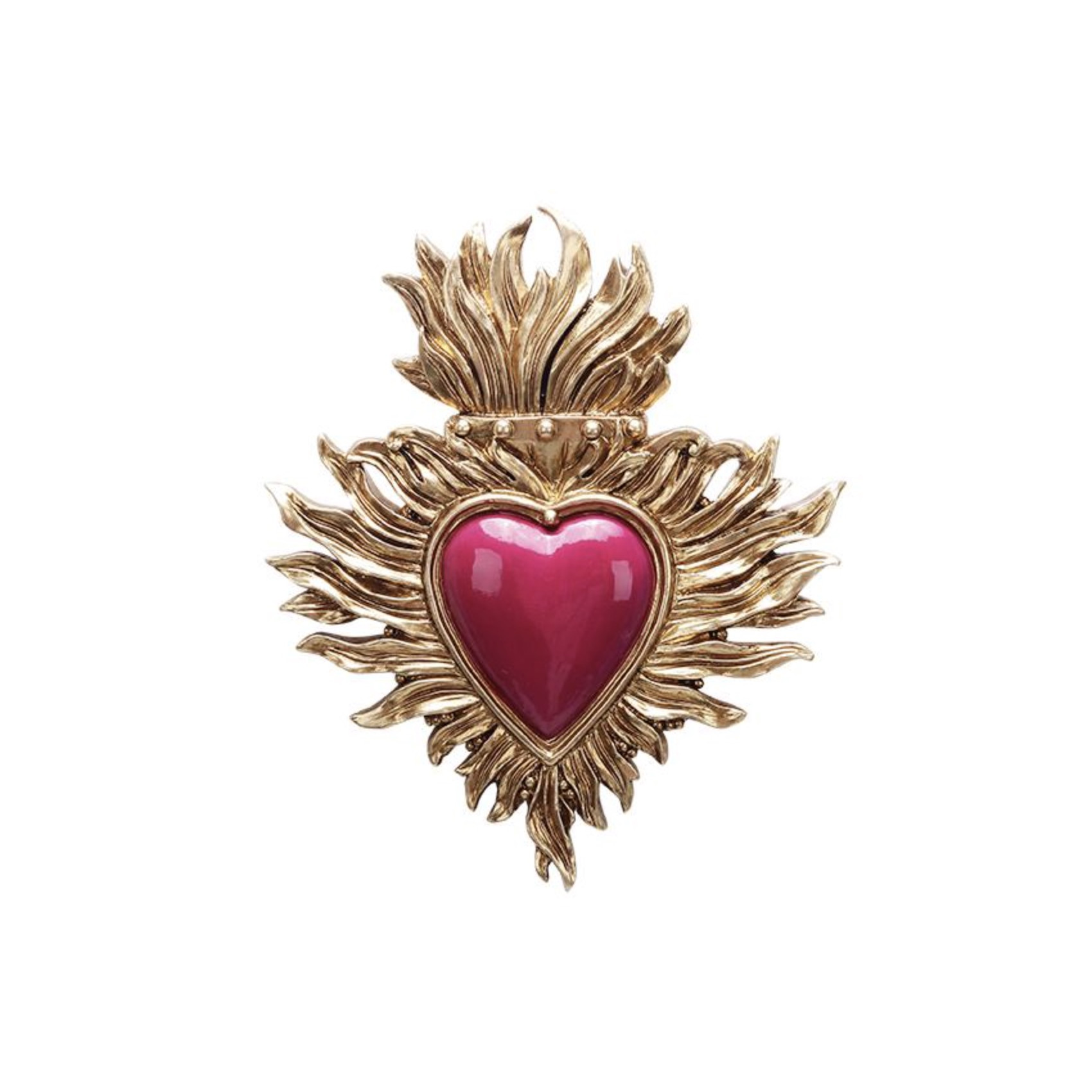 Cœur sacré rose fuchsia ex-voto décoration murale dorée style bohème HOMEDÉCO by Béa