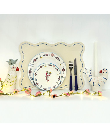 assiettes motif crustacés décoration table ambiance marine chic