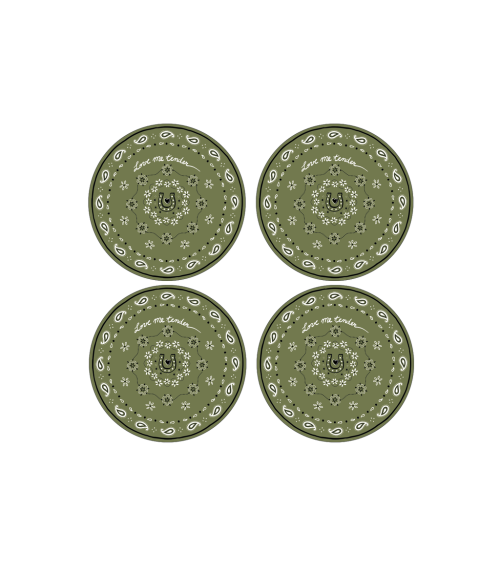 set 4 assiettes dessert bandana kaki 19 cm style vintage