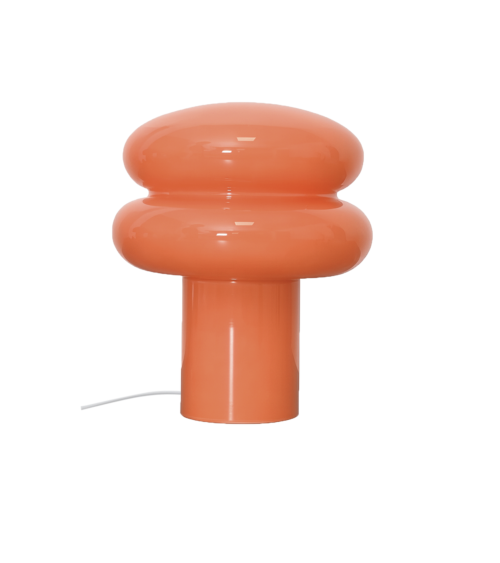 lampe de table orange en verre design champignon style vintage