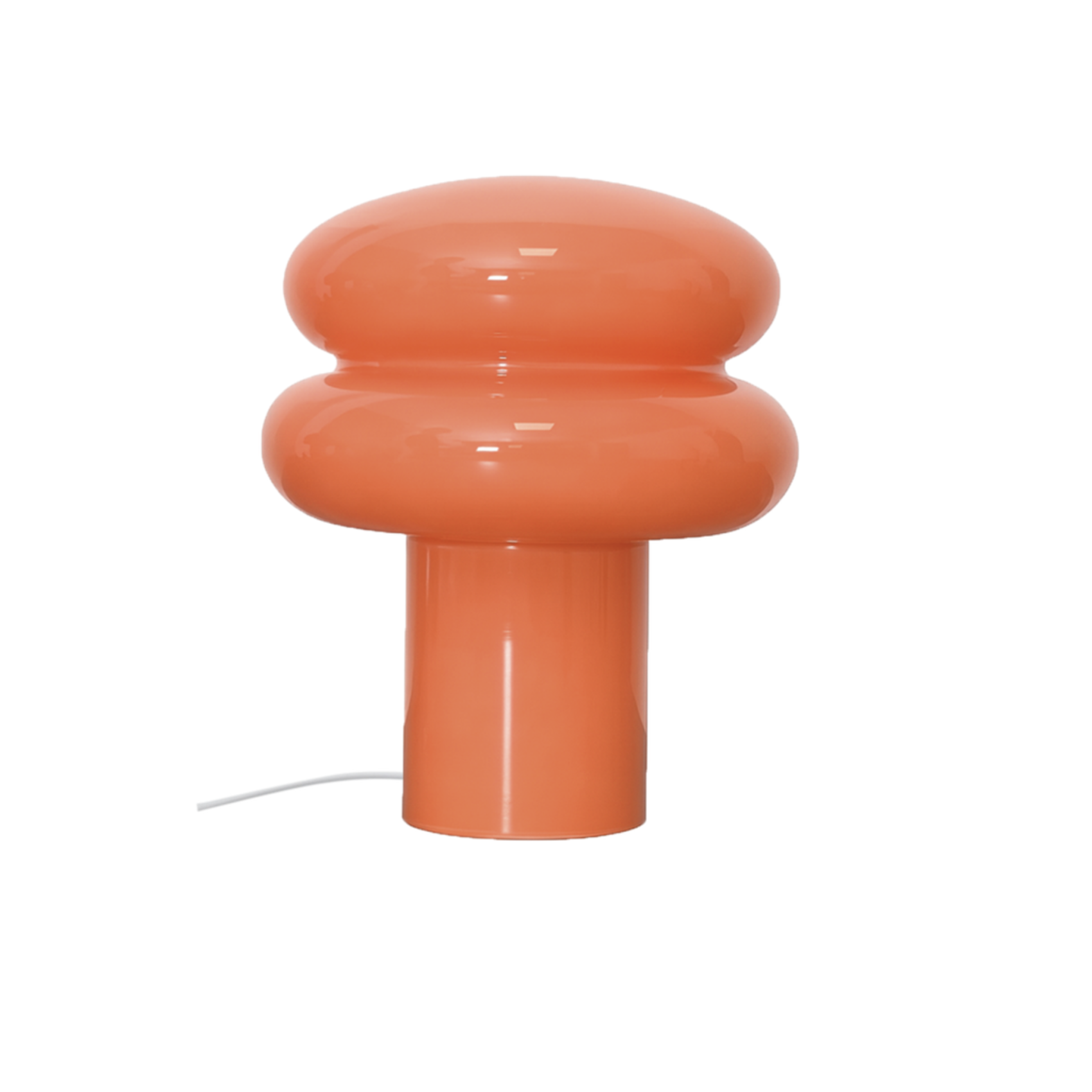 lampe de table orange en verre design champignon style vintage