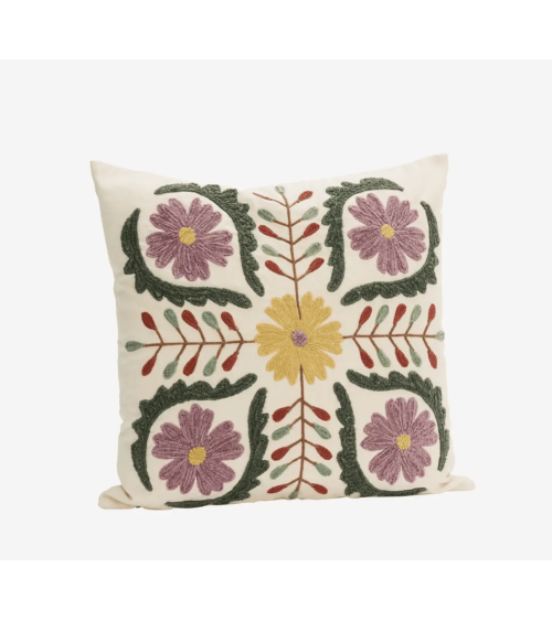 housse de coussin brodée suzani motifs floraux style bohème