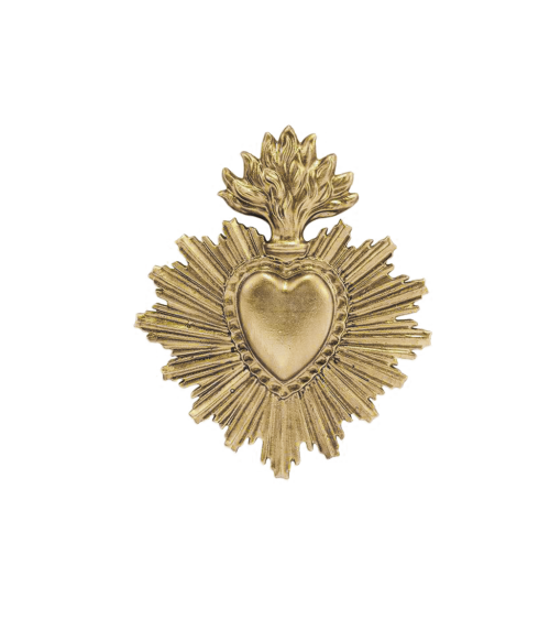 ex voto cœur sacré doré décoration murale vintage