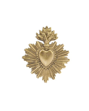 ex voto cœur sacré doré décoration murale vintage