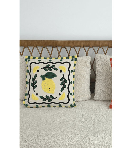 coussin citron décoration salon bohème lumineux
