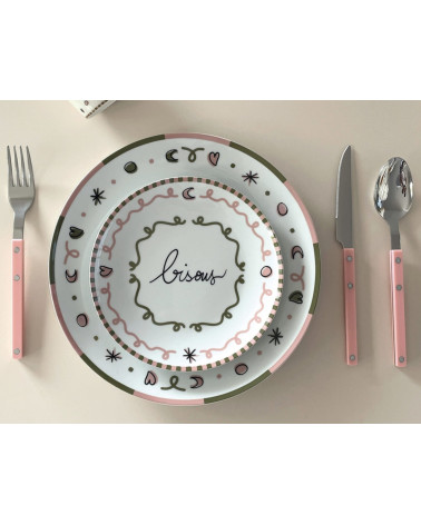 Set de 4 assiettes dessert bisou en faïence 19 cm