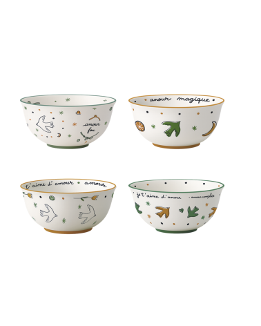 coupelles oiseaux faience decoration table poetique